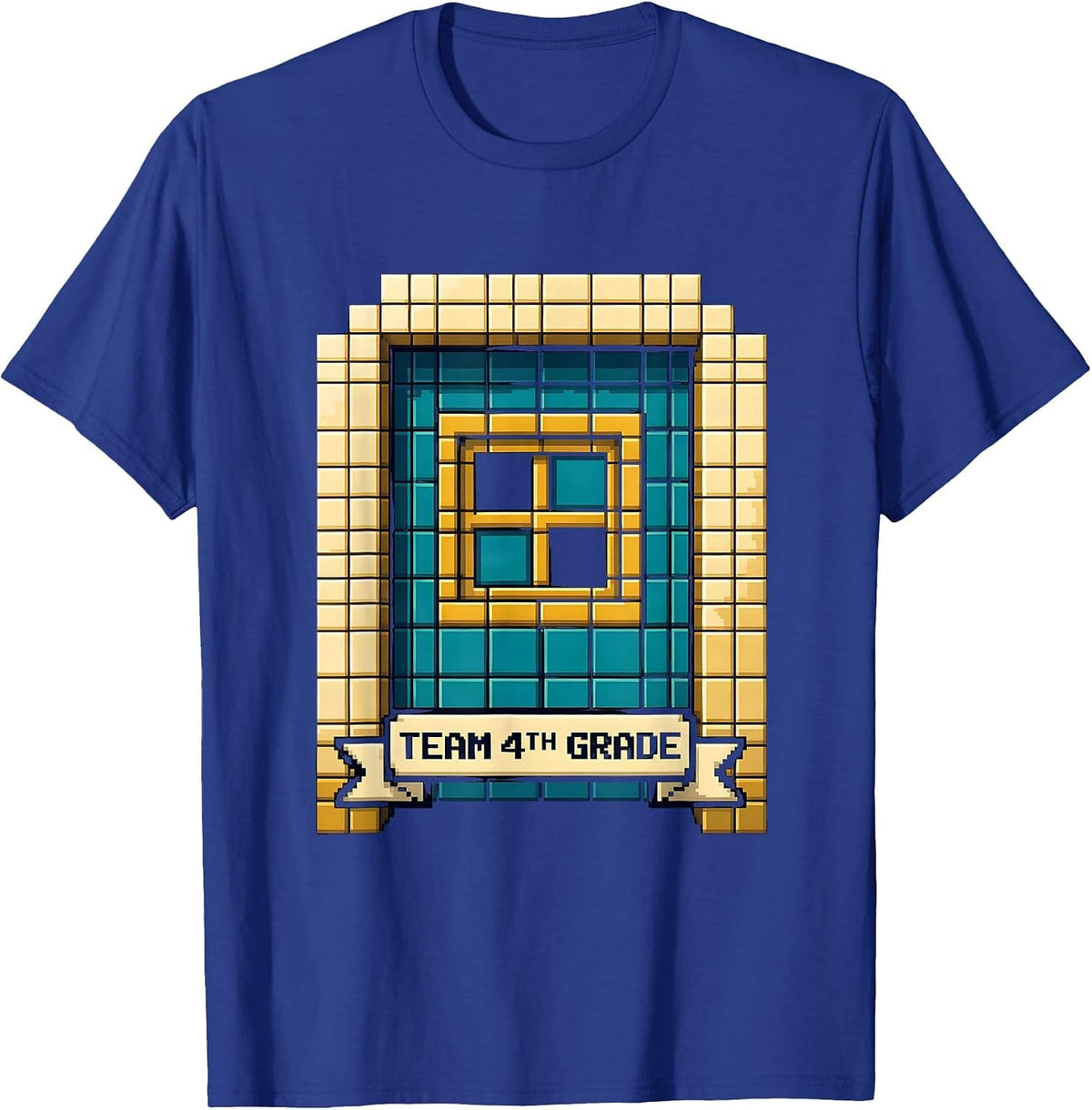 Men's Team 4th Grade Pixel Art Back to School Student Teacher T-Shirt - Royal Blue