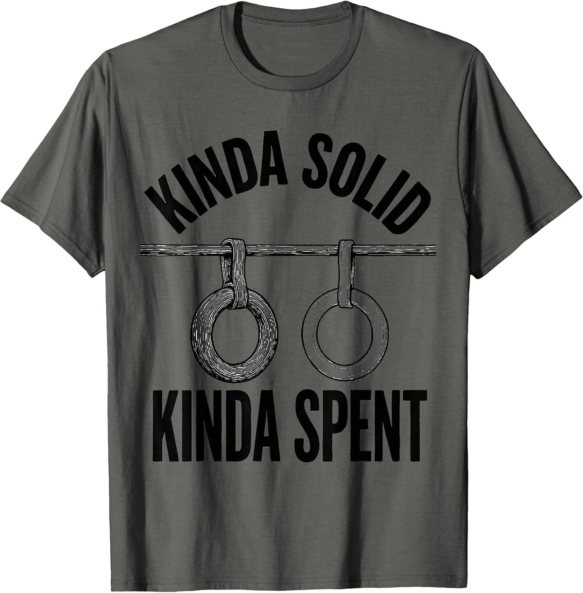 Men's Kinda Solid Kinda Spent Funny Gym Workout Weightlifting T-Shirt - Asphalt Grey