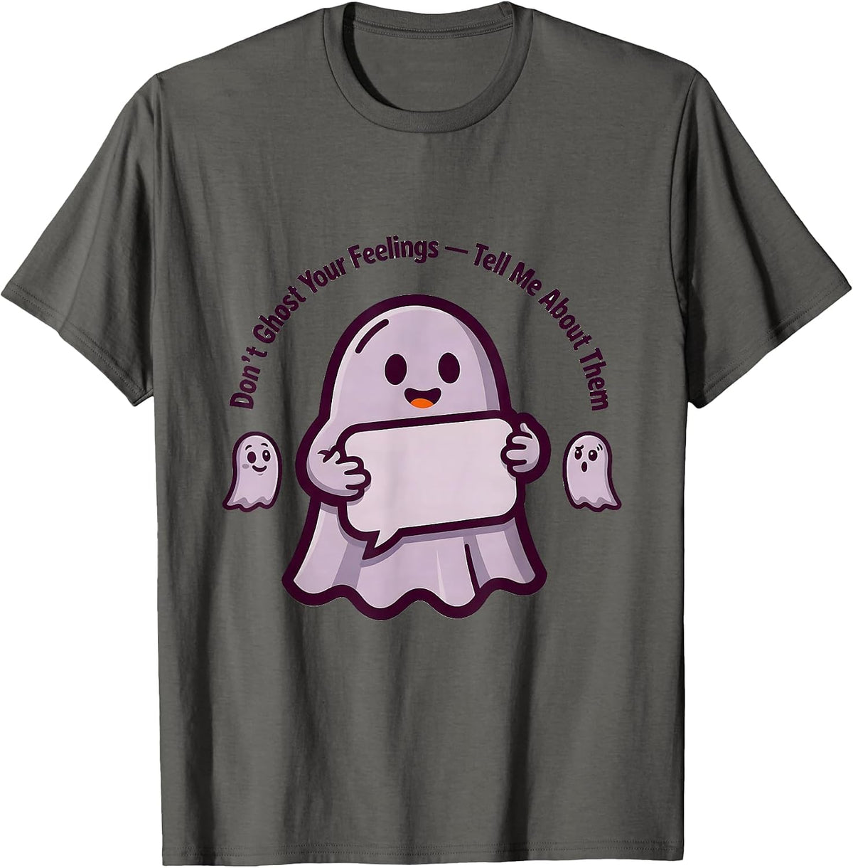 Don't Ghost Your Feelings Mental Health Halloween T-Shirt - Asphalt Grey