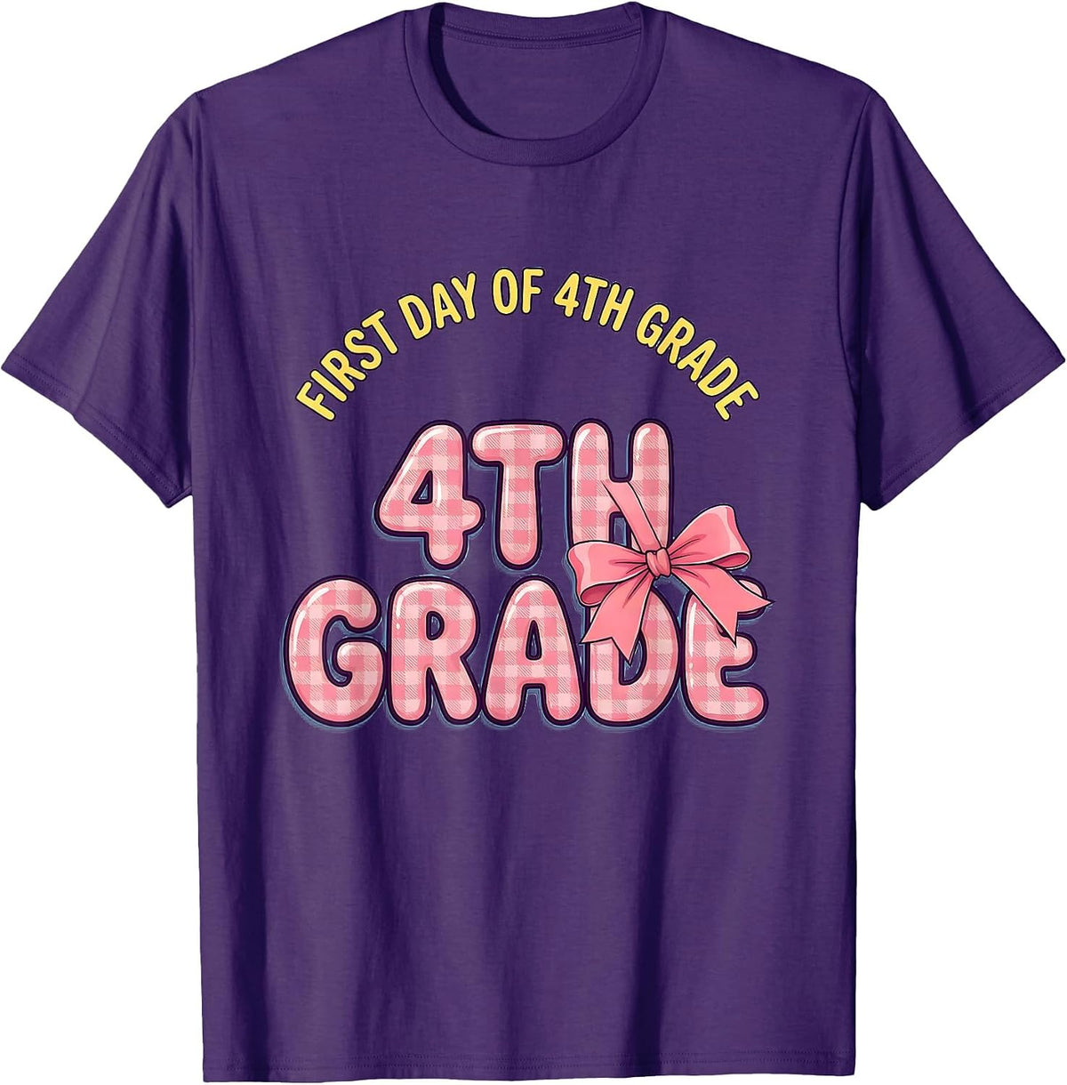 Men's First Day Of 4th Grade Coquette Bow Back To School Teacher T-Shirt - Purple
