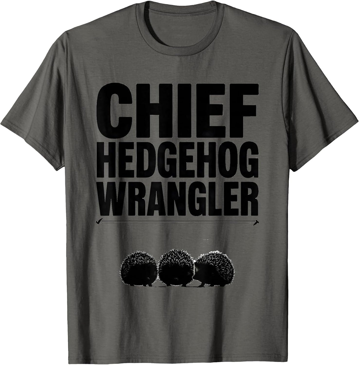 Chief Hedgehog Wrangler Cute Teacher Animal Class Analogy T-Shirt - Asphalt Grey