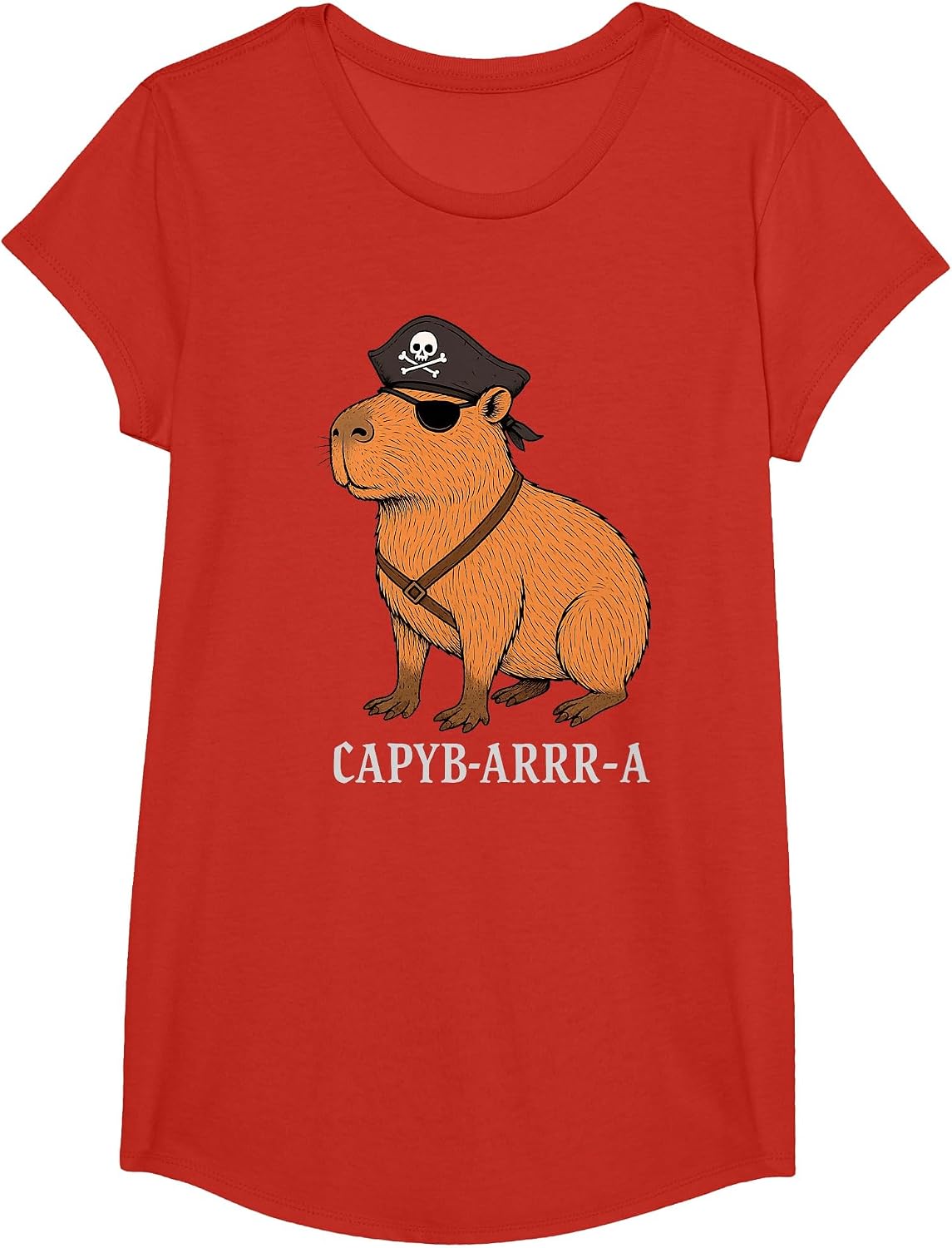 Capybara Capyb Arrr A Pirate Animal Lover Boys Girls Kid T-Shirt - Girls Red