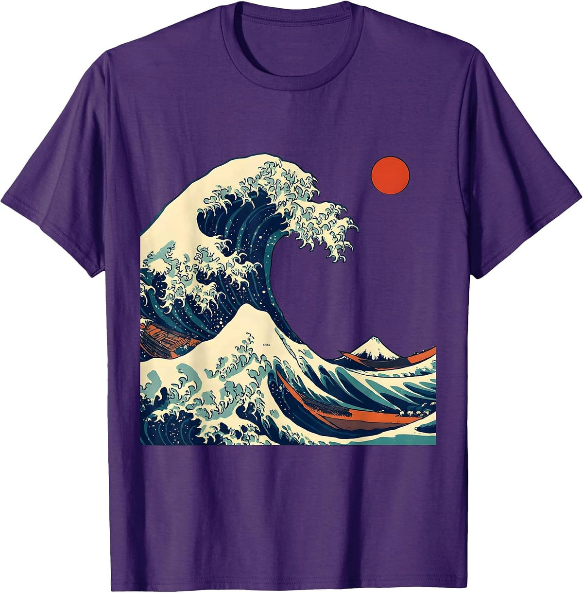 Men's Kinda Funny Japanese Art Animal Parody Ukiyo-e Graphic T-Shirt - Purple