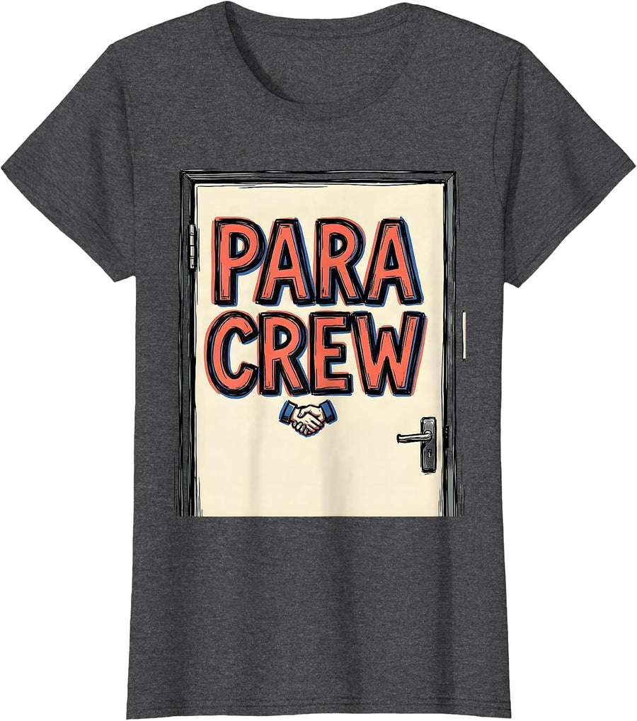 Women's Para Crew Heartfelt Paraprofessional Teacher Appreciation T-Shirt - Dark Heather Grey