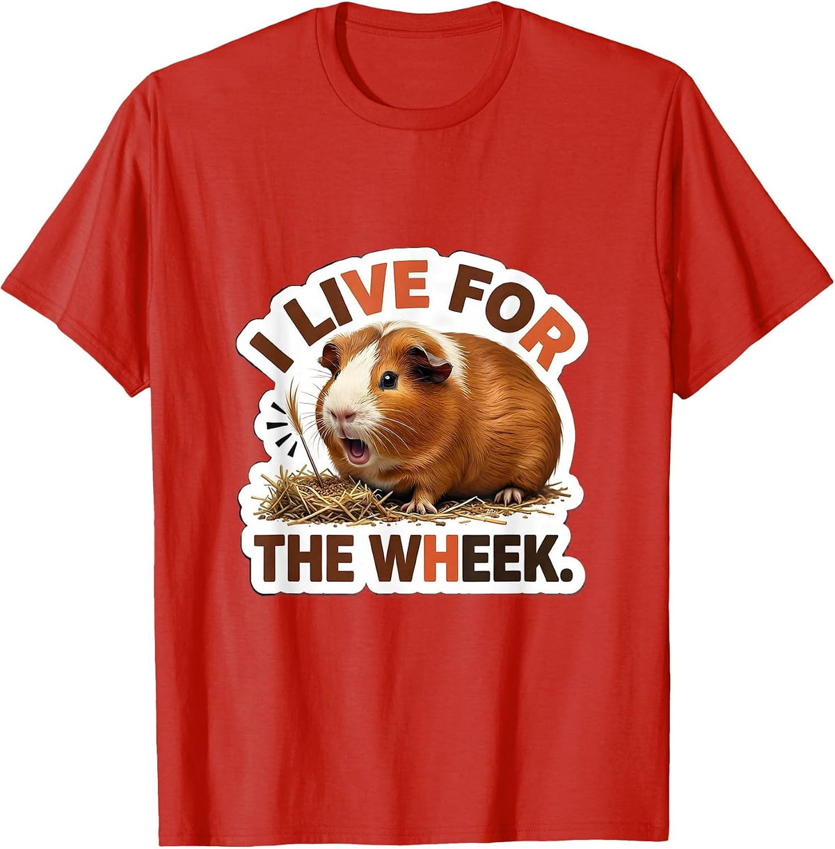 Men's I Live For The Wheek Funny Guinea Pig Pet Lover Humor T-Shirt - Red