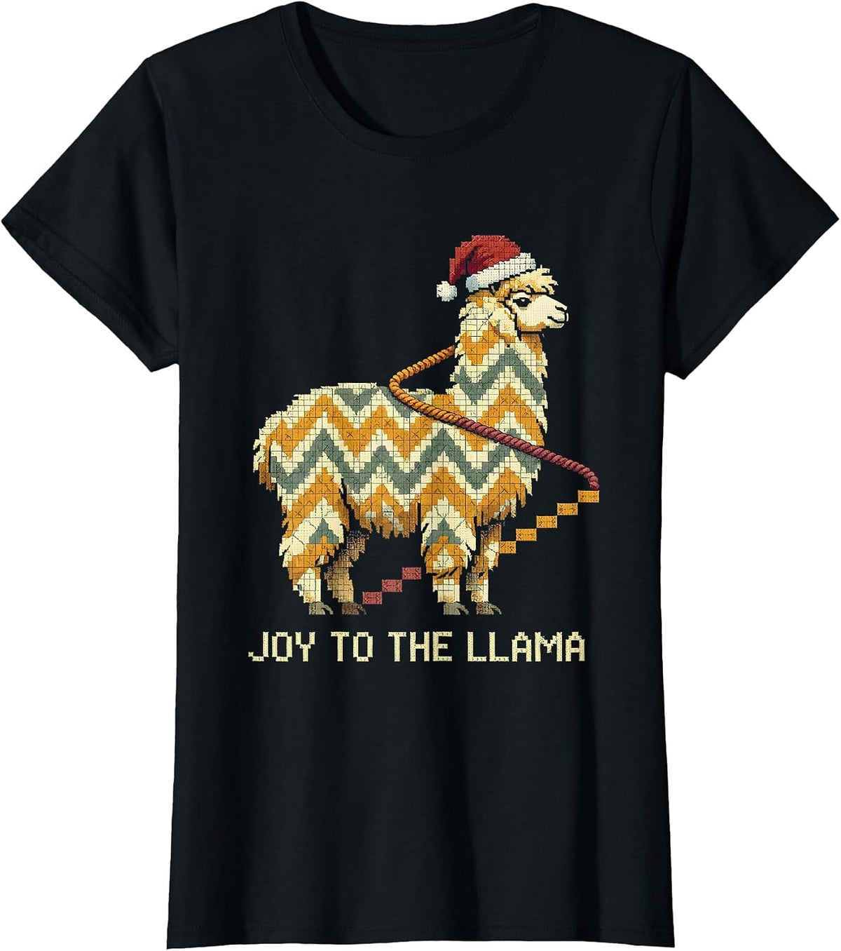 Women's Joy To The Llama Funny Llama Christmas Animal Lover Humor T-Shirt - Black