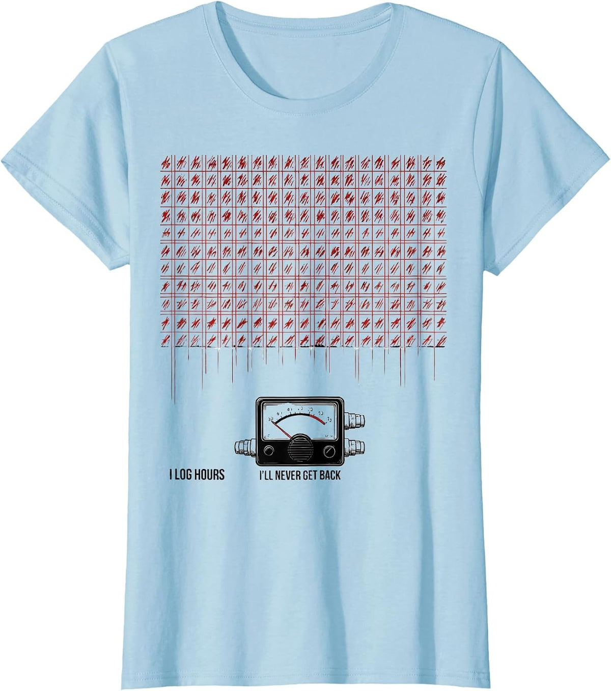 Women's I Log Hours I'll Never Get Back Funny Ham Radio Operator T-Shirt - Baby Blue