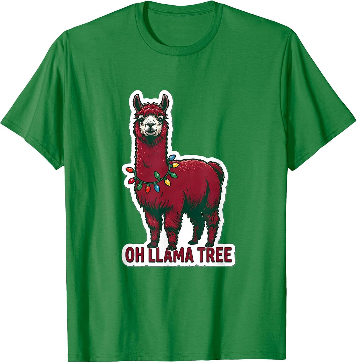 Men's Oh Llama Tree Funny Llama Christmas Animal Lover Gift T-Shirt - Kelly Green