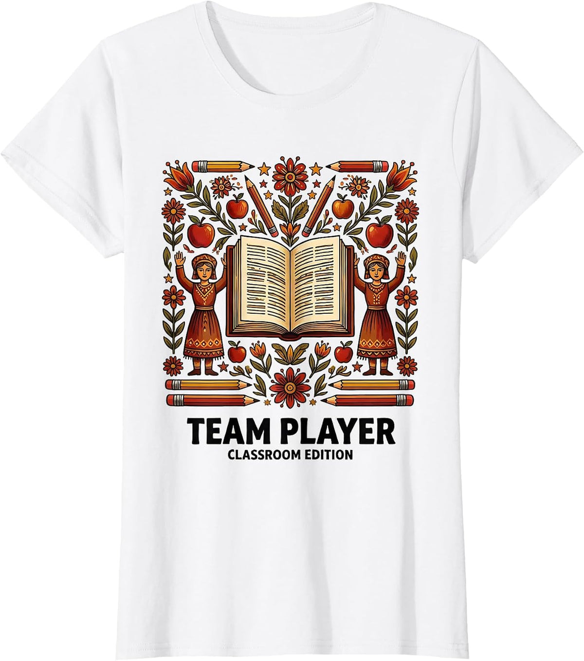 Women's Team Player Classroom Edition Paraprofessional Design T-Shirt - White