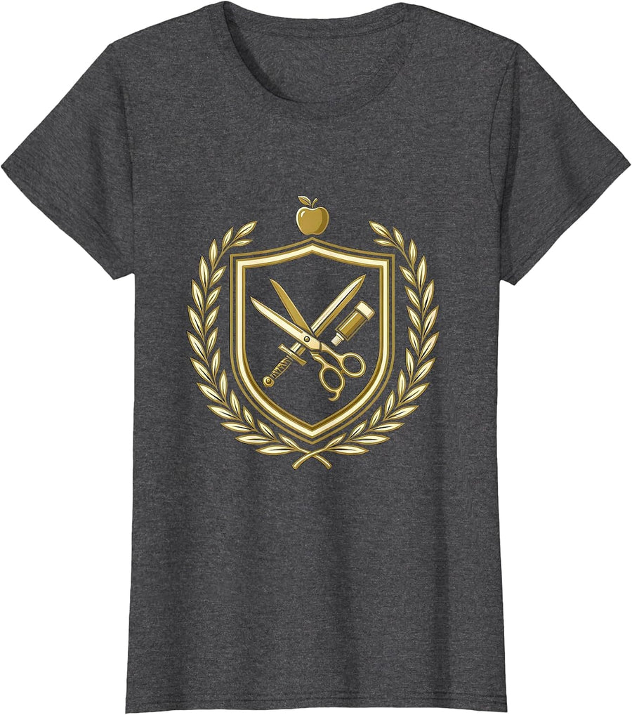 Women's 5th Grade Teacher Scissors Glue Crossed Design T-Shirt - Dark Heather Grey