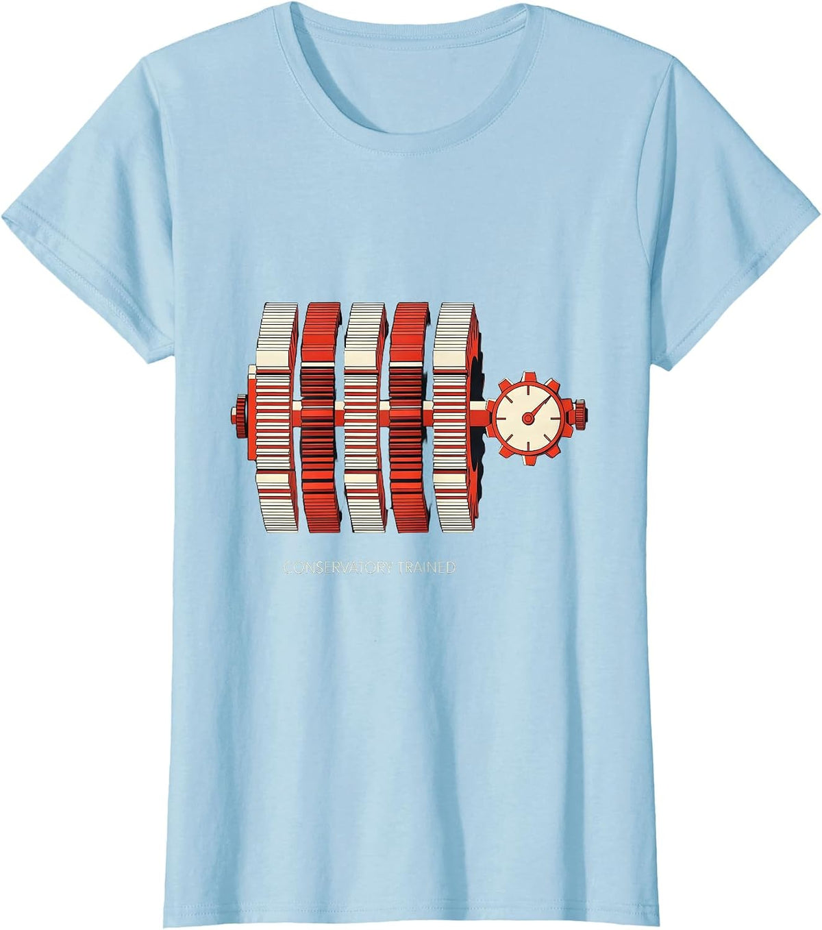 Women's Conservatory Trained Mechanical Analog Calculator Retro Tech T-Shirt - Baby Blue