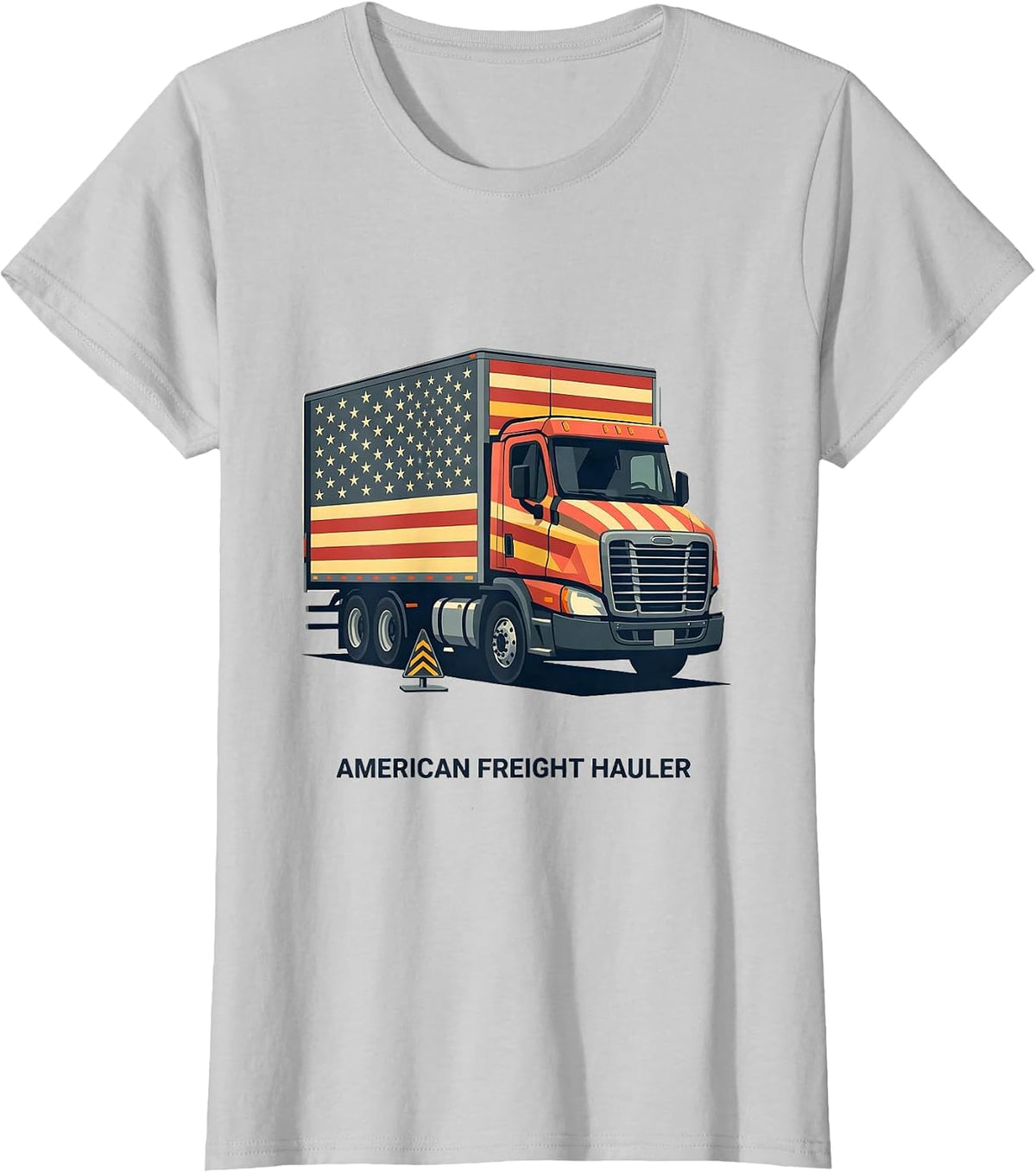 Women's American Freight Hauler Patriotic Semi Truck Driver Gift T-Shirt - Silver Grey