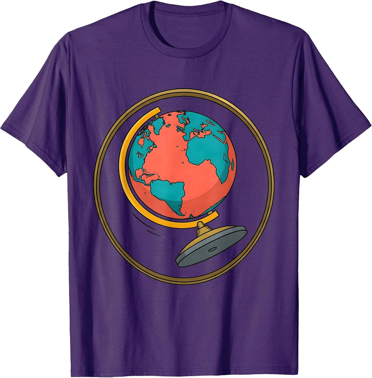 Substitute Teacher Spinning Globe Graphic T-Shirt - Purple