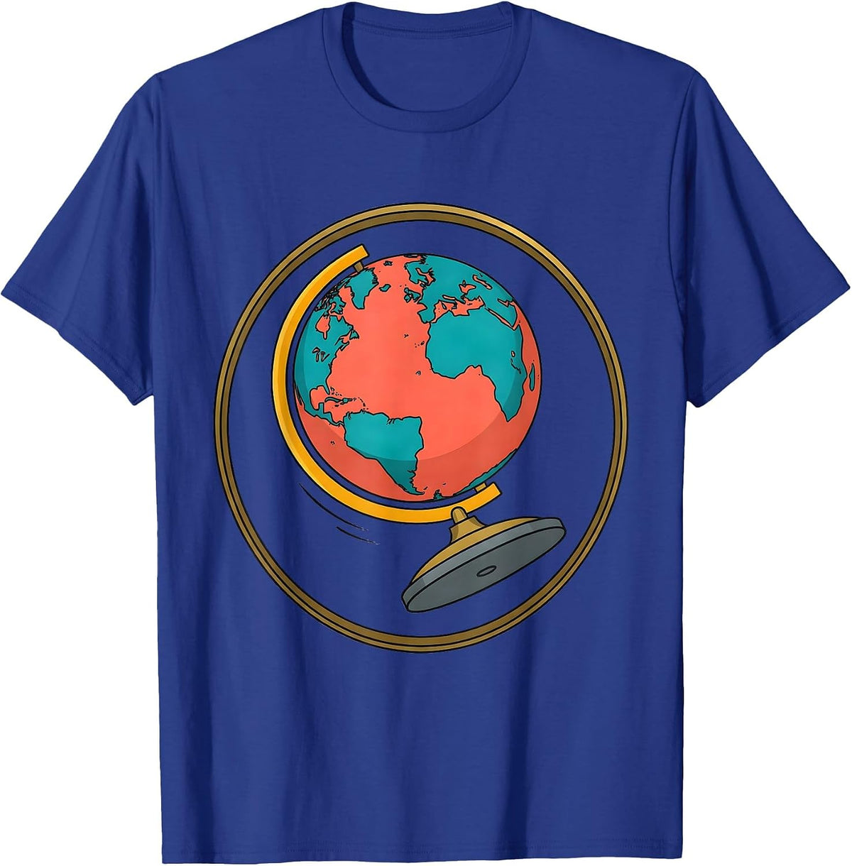 Substitute Teacher Spinning Globe Graphic T-Shirt - Royal Blue