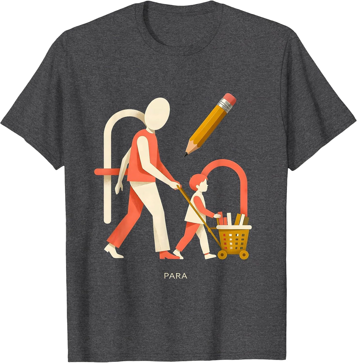 Men's Para Midcentury Modern Paraprofessional Teacher Aide T-Shirt - Dark Heather Grey