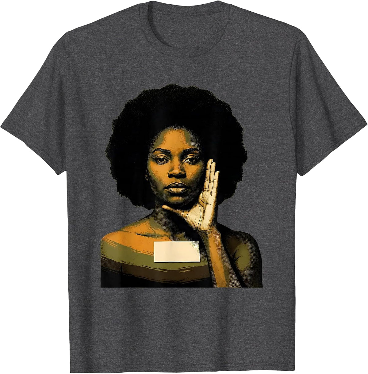 Black Woman Pride Portrait Classical Portrait Art T-Shirt - Dark Heather Grey