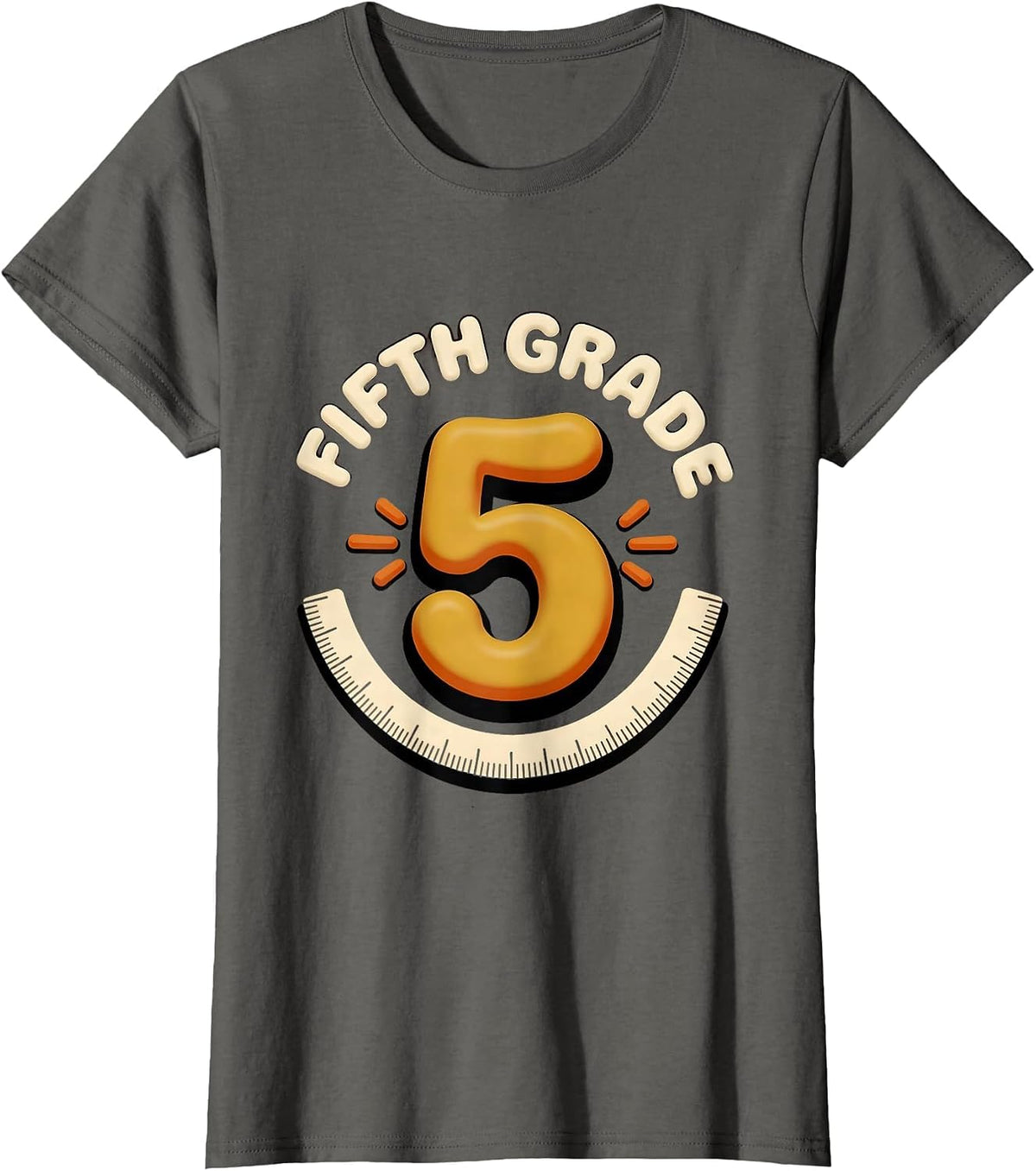 Women's Fifth Grade Retro 70s Back To School Teacher Student T-Shirt - Asphalt Grey