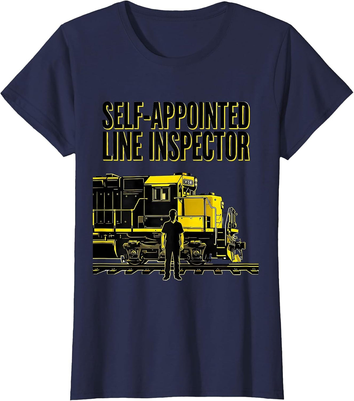 Women's Self-Appointed Line Inspector Funny Train Enthusiast Gift T-Shirt - Navy Blue