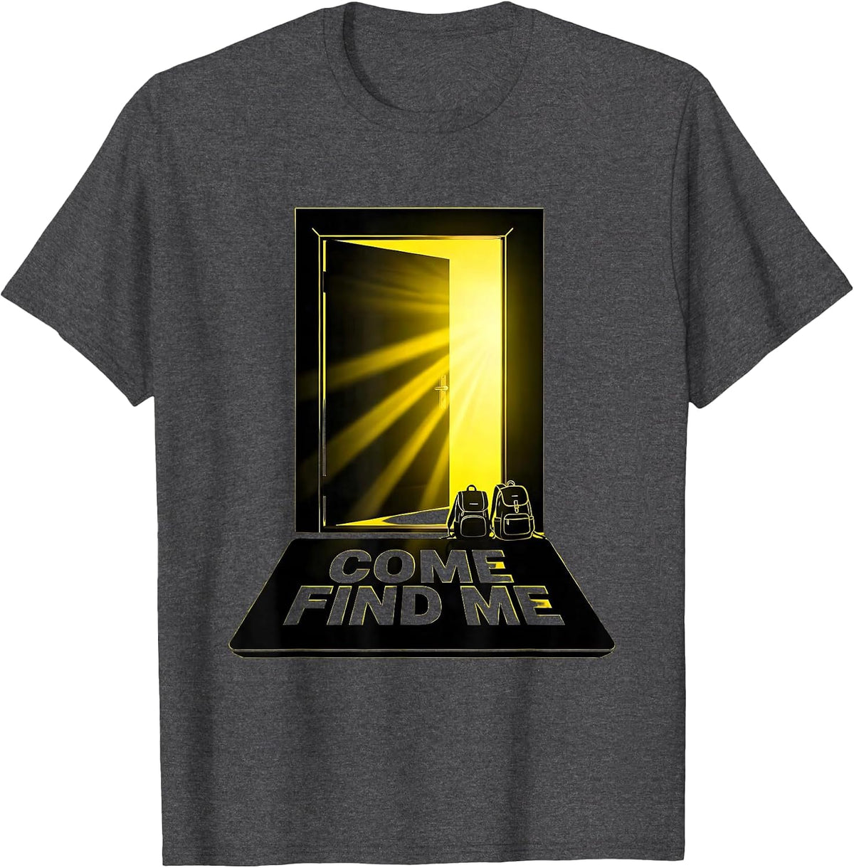 Men's Come Find Me Bold Stencil School Counselor Student Support T-Shirt - Dark Heather Grey