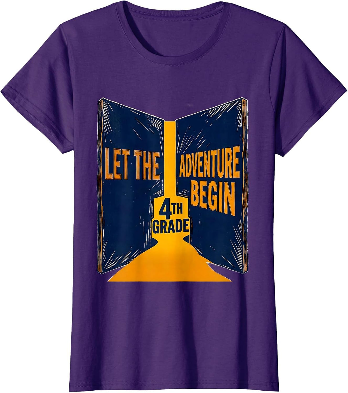 Women's Let The 4th Grade Adventure Begin Fourth Grade Teacher Team T-Shirt - Purple