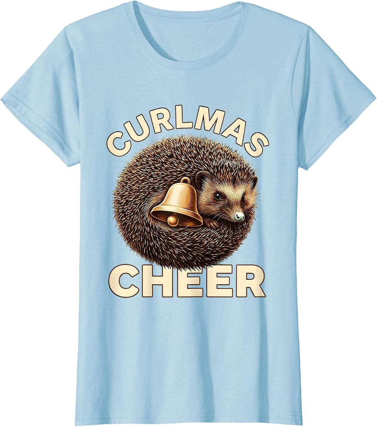 Women's Curlmas Cheer Cute Hedgehog Christmas Humor Novelty Gift T-Shirt - Baby Blue