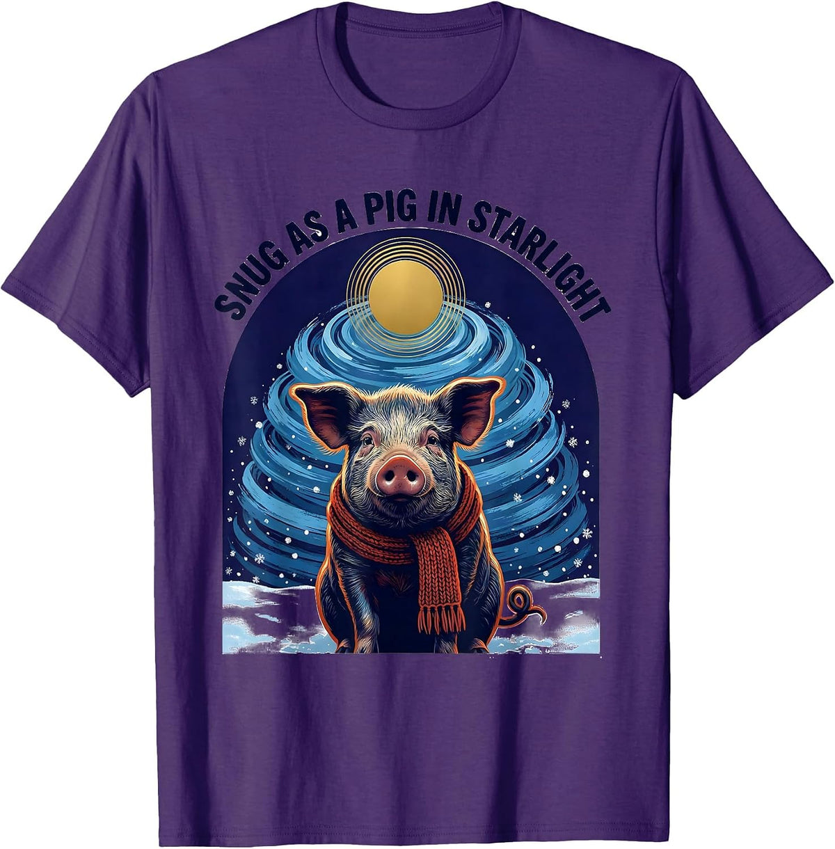 Snug As A Pig In Starlight Whimsical Art Meme Pig Lover Gift T-Shirt - Purple