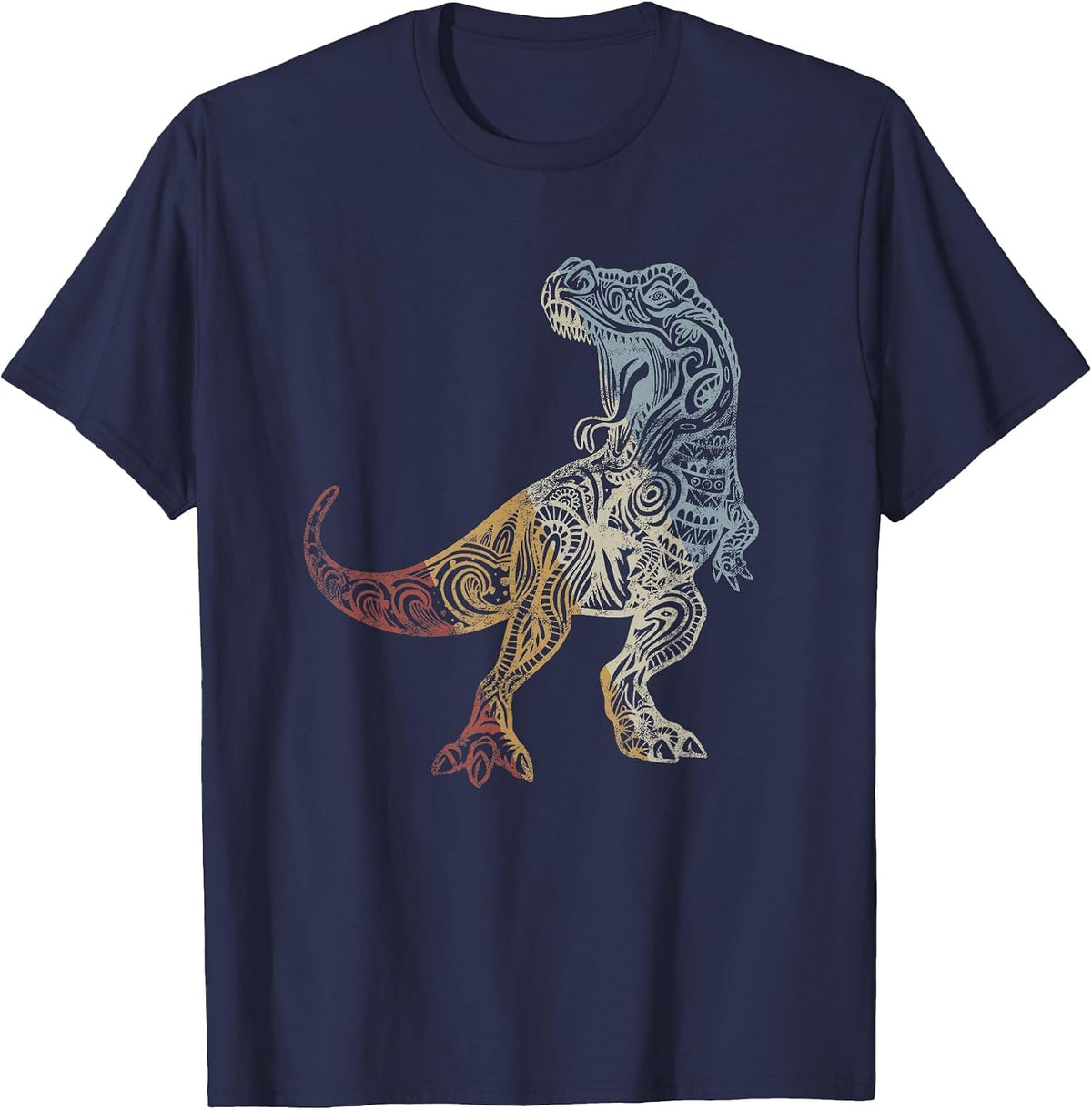 Dinosaur Retro Style Vintage T-Shirt - Navy Blue