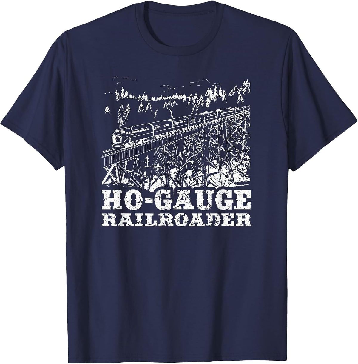 Model Train HO Gauge Railroad Model Railway Train HO Scale T-Shirt - Navy Blue