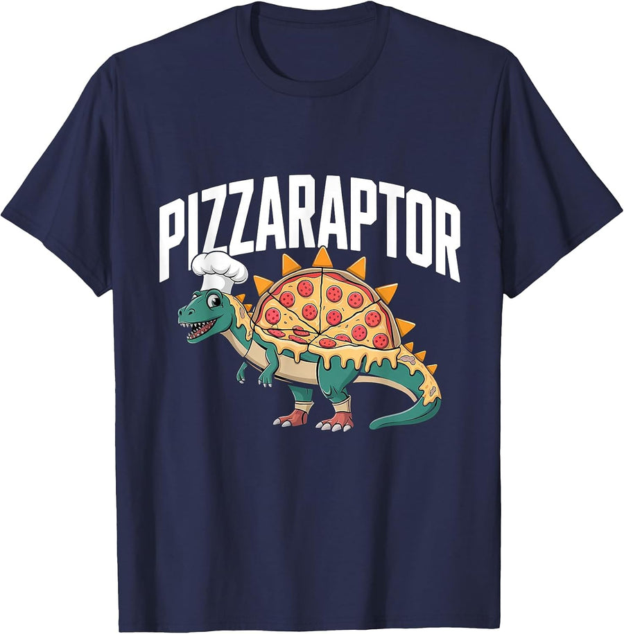 Pizza Dinosaur T-Rex Fast Food Dino Pizza Lover T-Shirt - Navy Blue