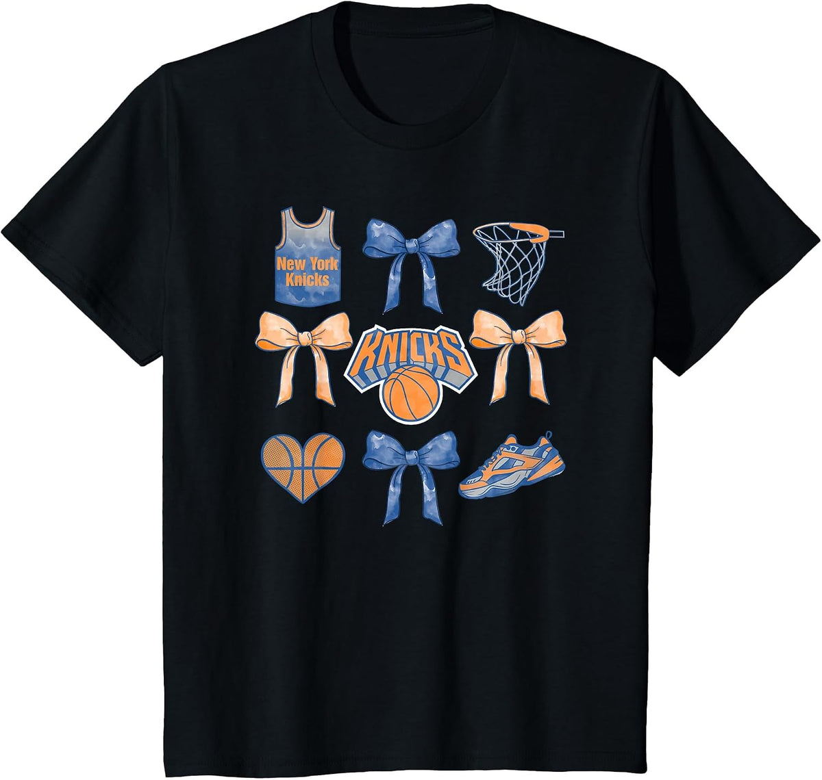 NBA New York Knicks Bow Grid T-Shirt - Black