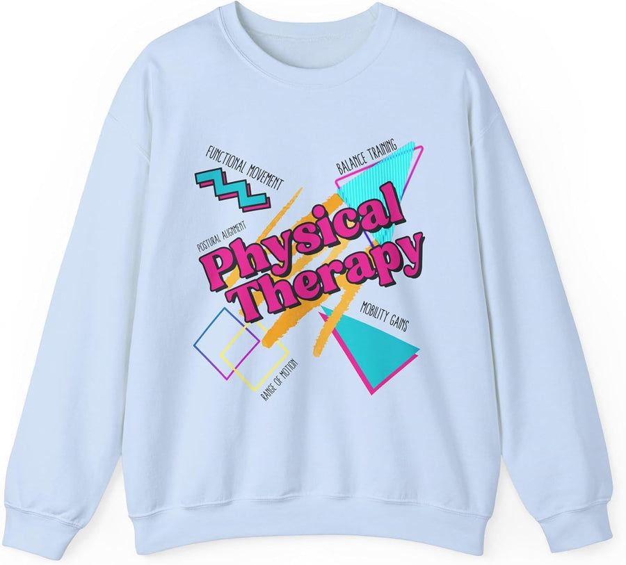Physical Therapy Retro 90s Sweatshirt for Physical Therapists and Assistants, Unisex Crewneck, PT Gift - Light Blue