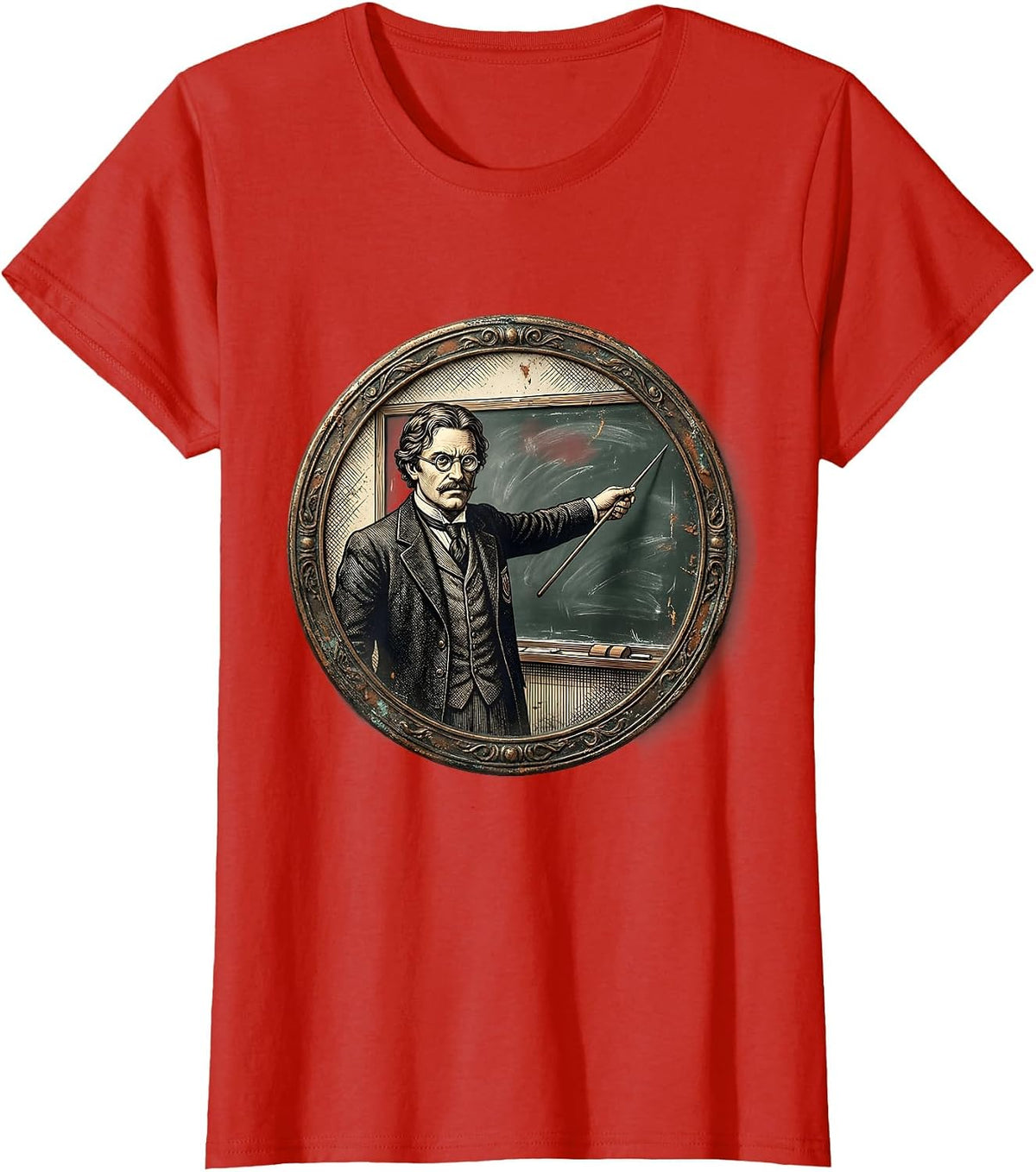 Substitute Teacher Chalkboard Illustration T-Shirt - Red