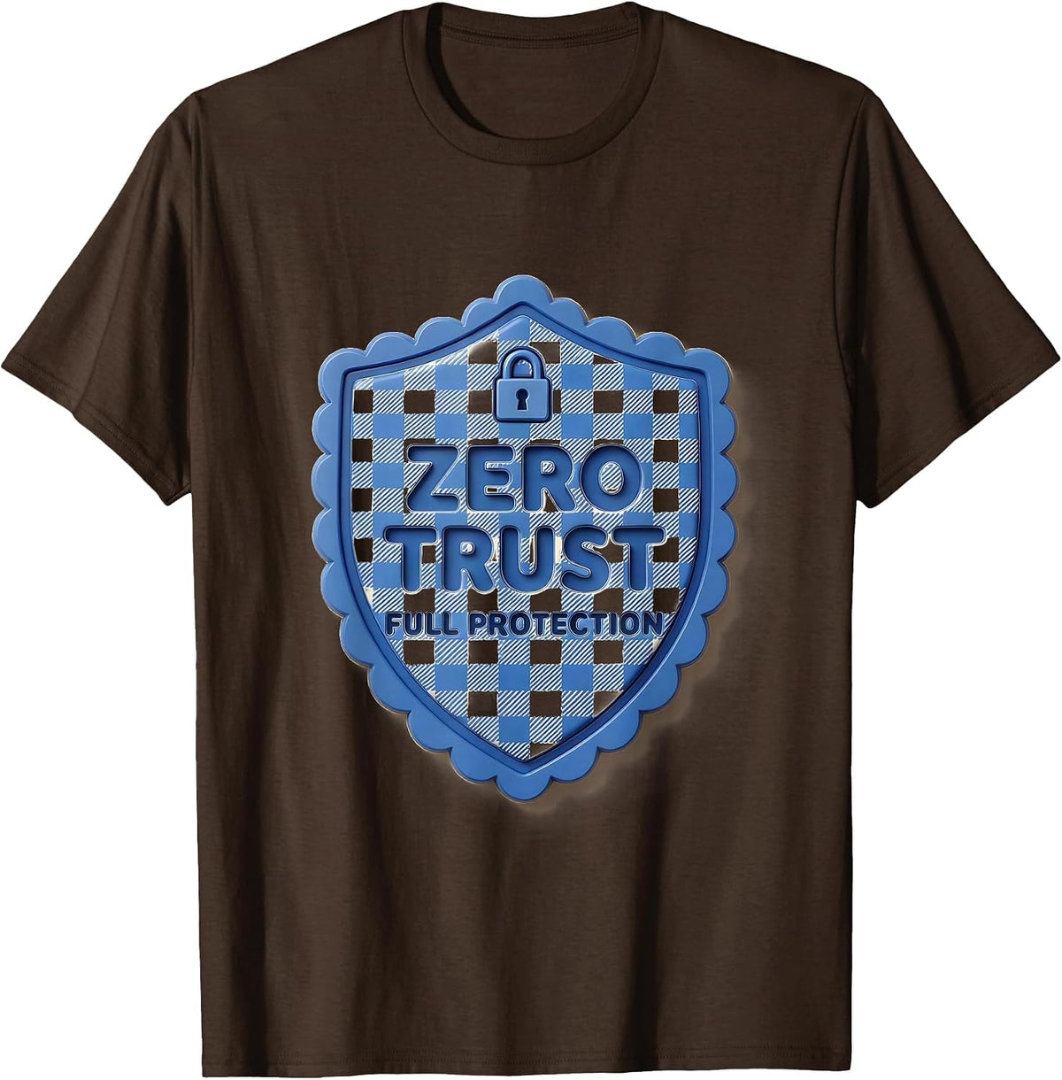 Zero Trust Full Protection Cybersecurity Design T-Shirt - Brown