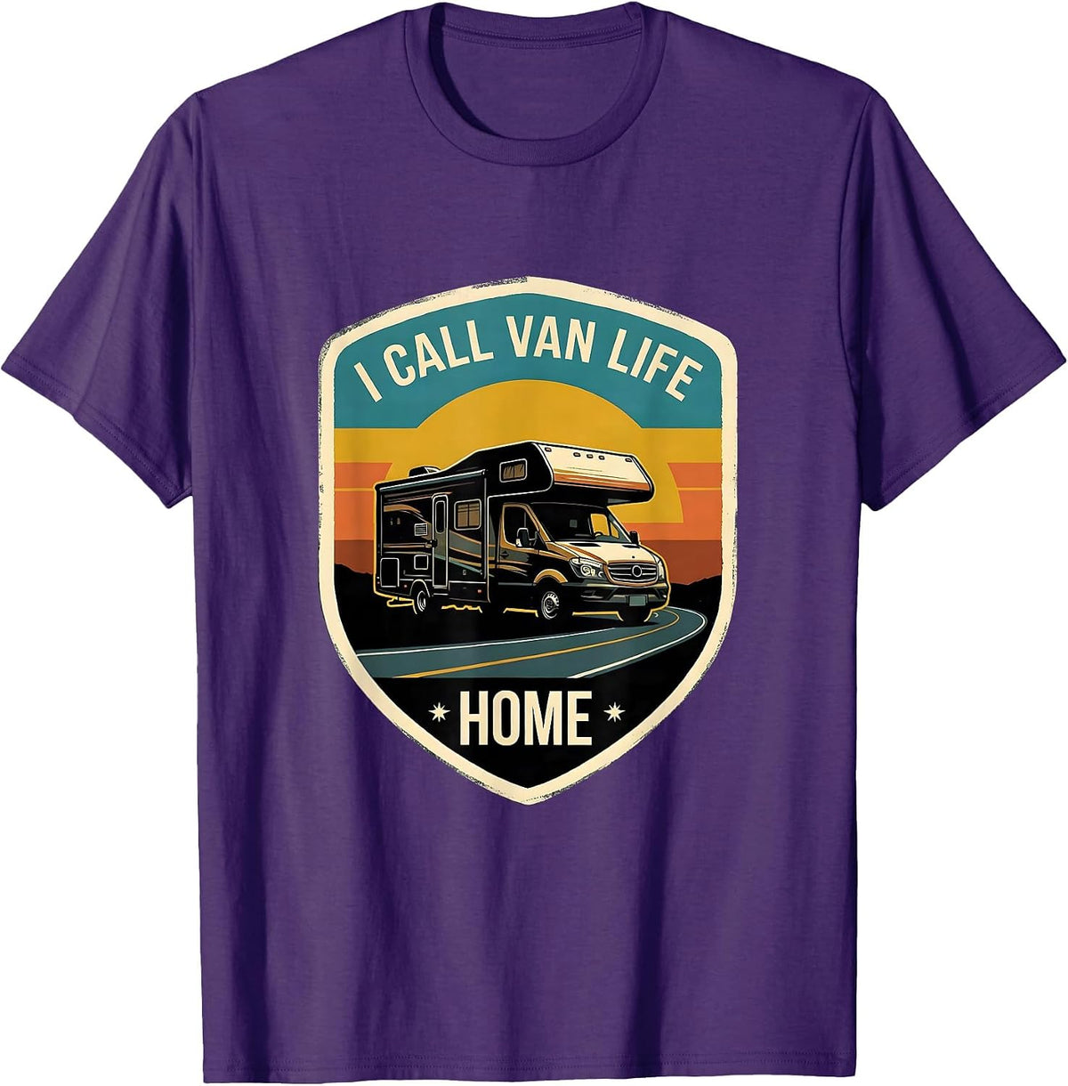 I Call Van Life Home Retro Vintage Van Dwellers Nomads Pride T-Shirt - Purple