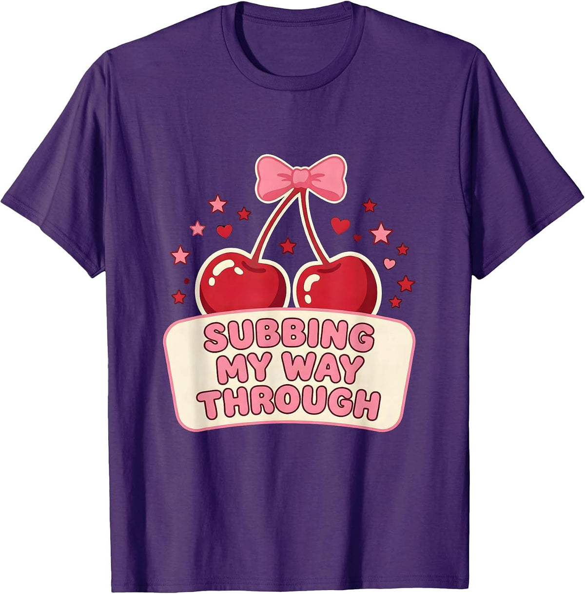 Subbing My Way Through Substitute Teacher Design T-Shirt - Purple