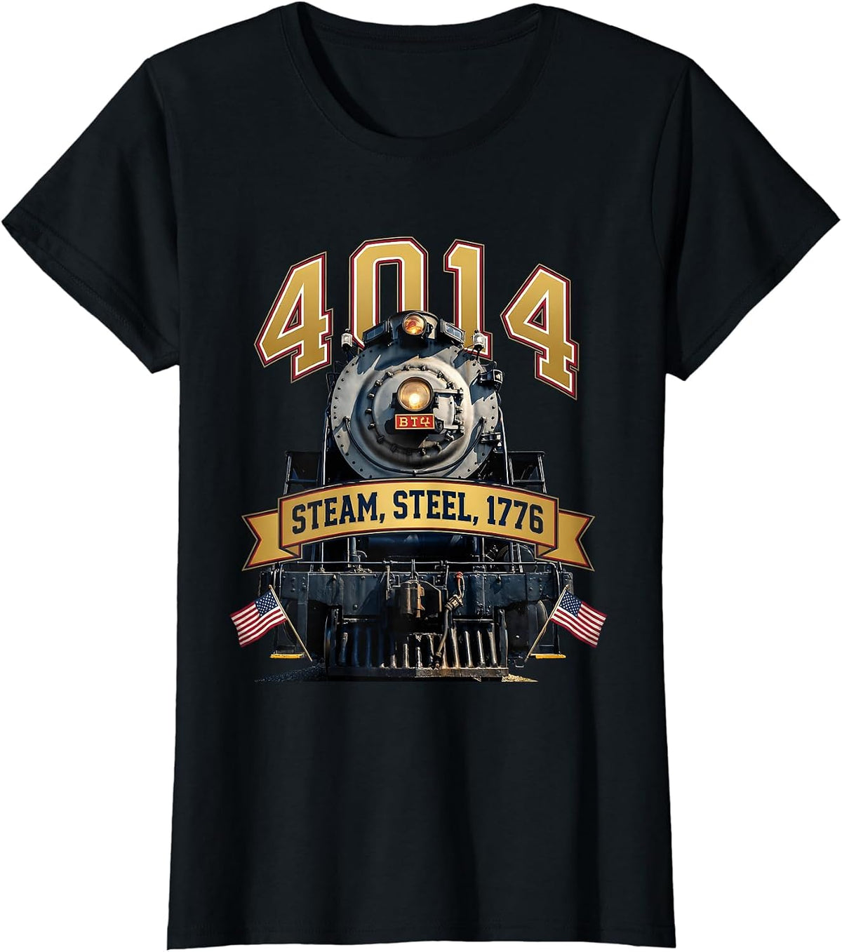 Steam Steel 1776 Big Boy Locomotive Design T-Shirt - Black