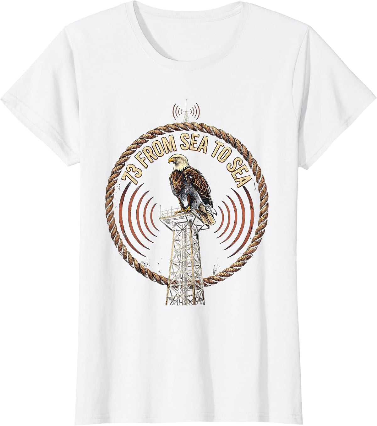 73 From Sea To Sea Vintage Radio Operator Design T-Shirt - White
