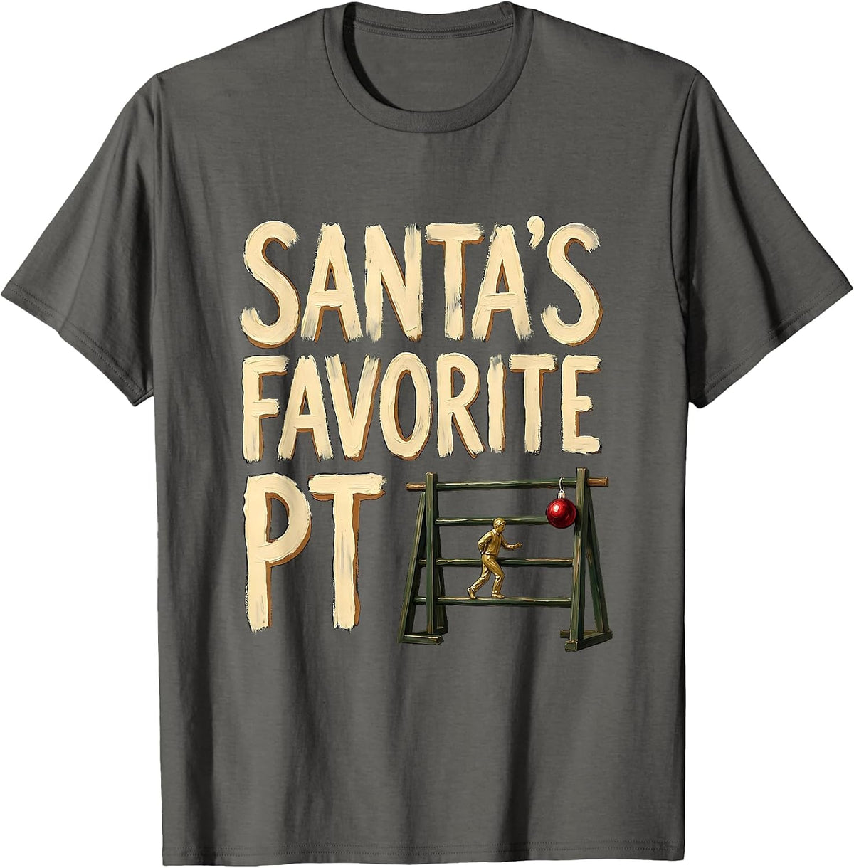 Men's Santa's Favorite PT Funny Physical Therapy Christmas Humor T-Shirt - Asphalt Grey