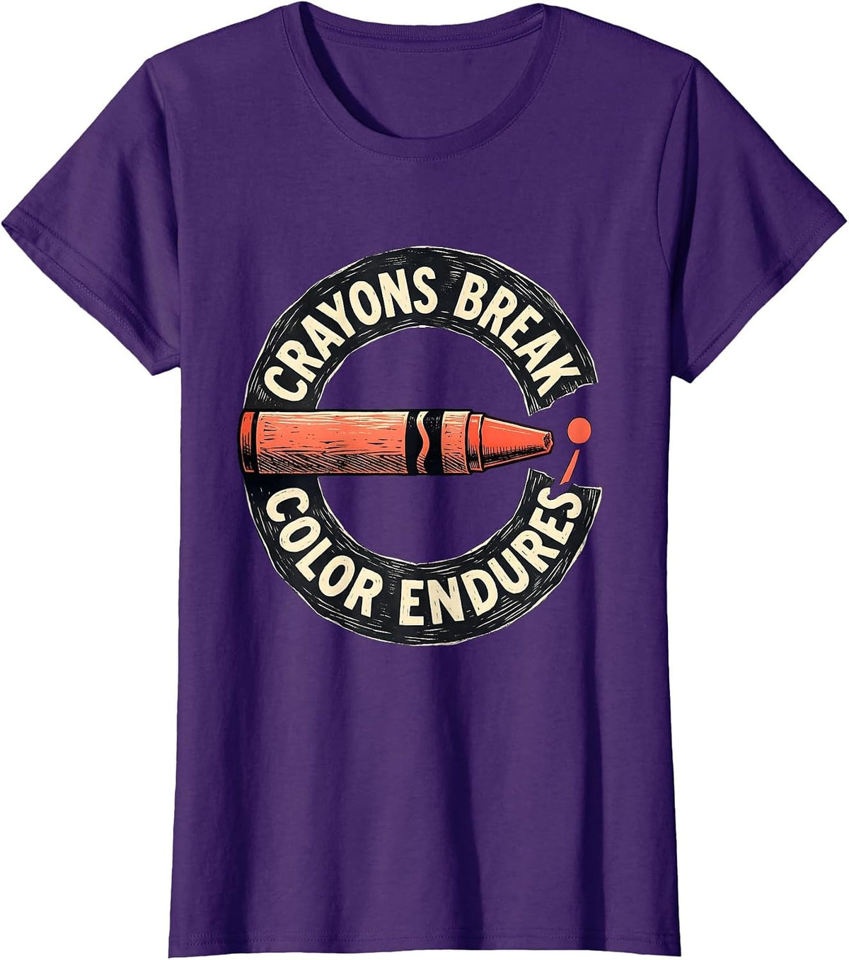 Women's Crayons Break Color Endures Mental Health Awareness Support T-Shirt - Purple