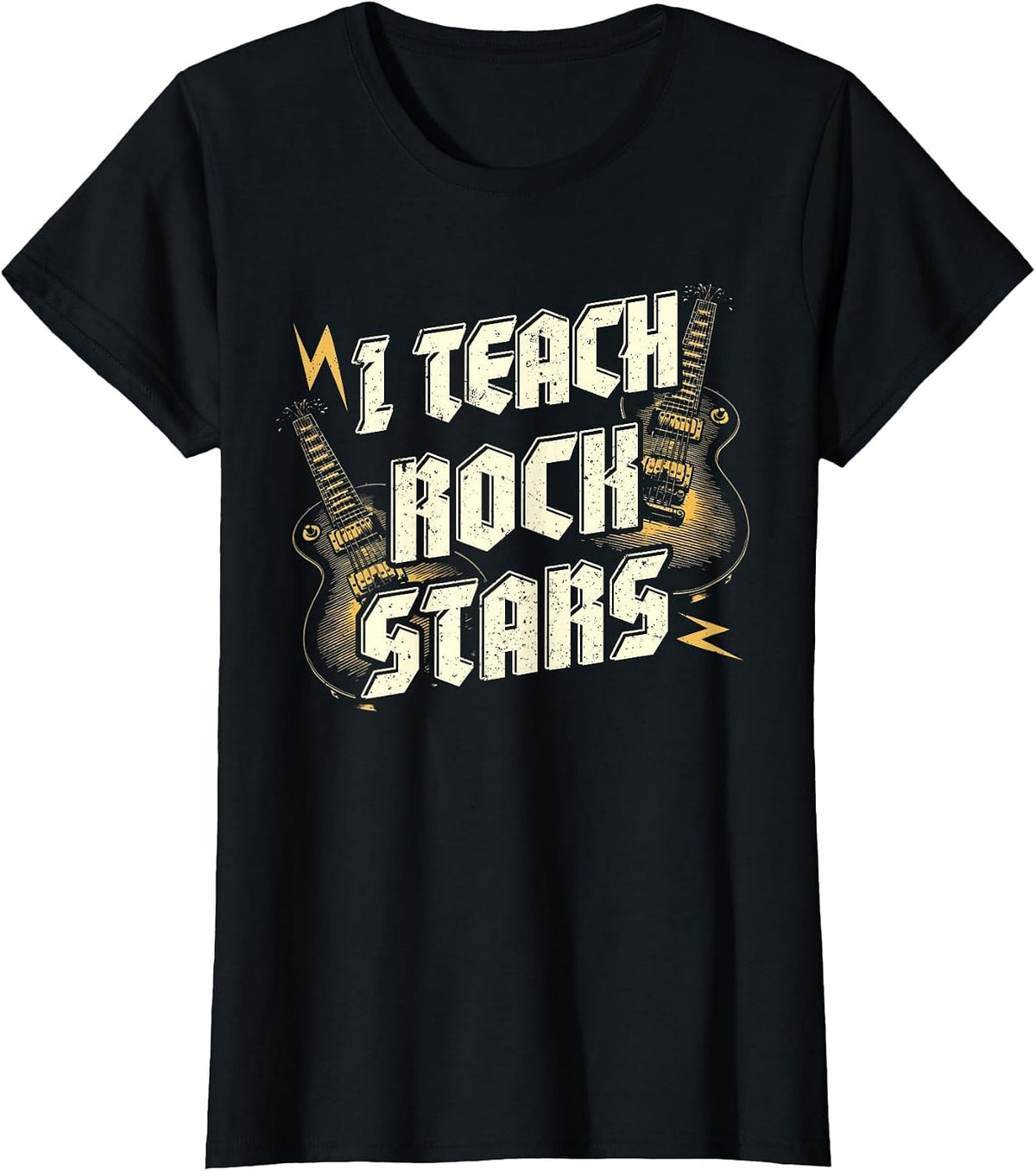 I Teach ROCKSTARS Funny Teacher Rocks Band Music Teaching T-Shirt - Black