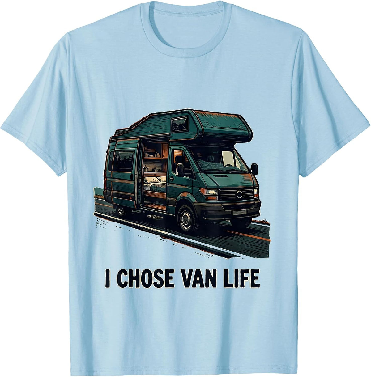 Men's I Chose Van Life Retro Van Life Nomad Travel Pride T-Shirt - Baby Blue