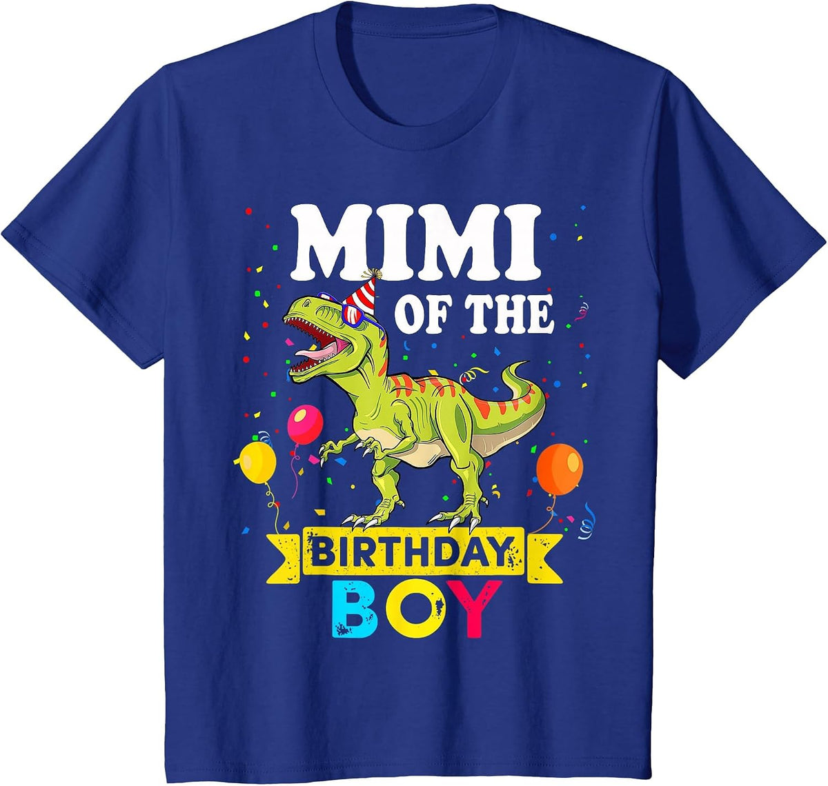 Mimi of The Birthday Boy Dinosaur T-Rex Matching Family T-Shirt - Royal Blue