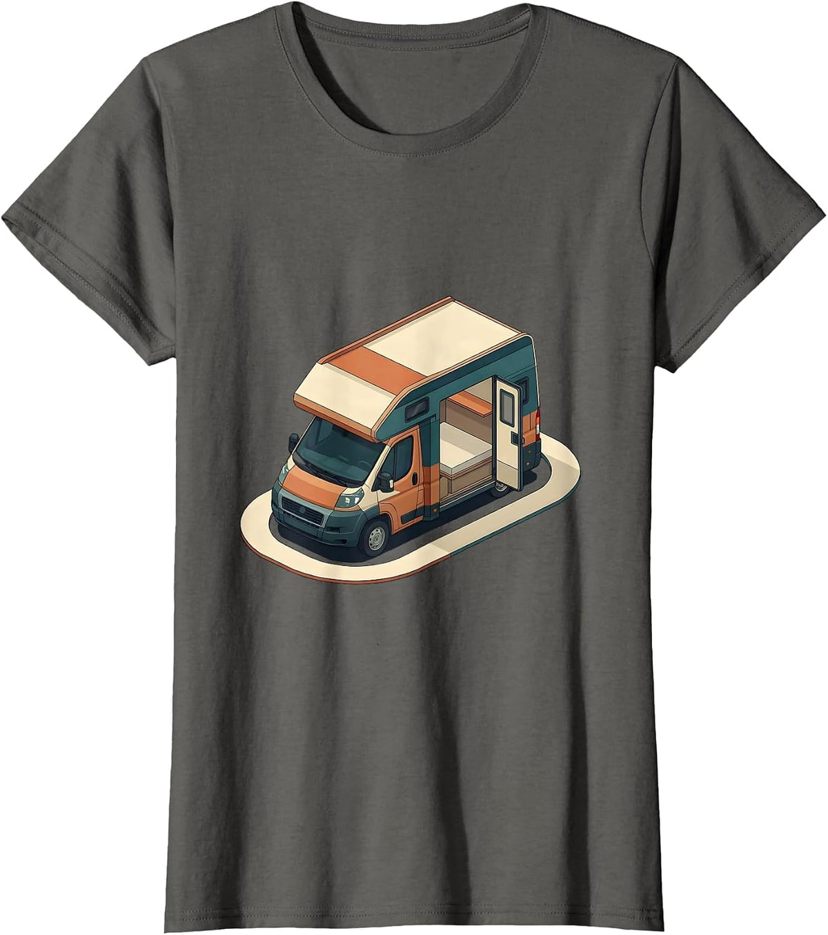 Women's Compact Camper Van Retro Van Life Nomad Pride T-Shirt - Asphalt Grey