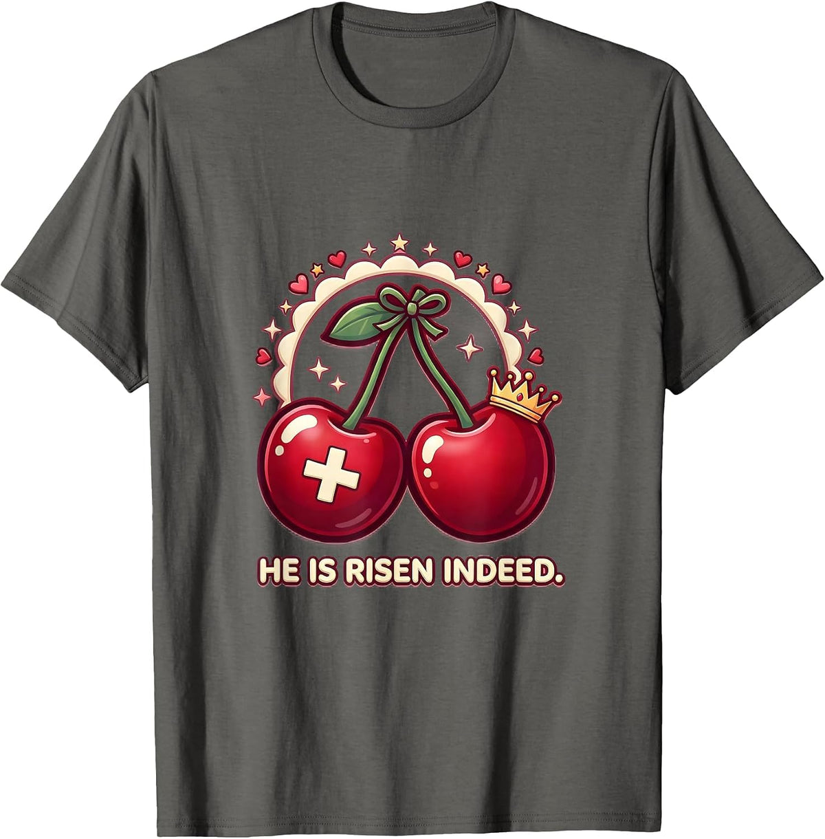 He Is Risen Indeed Easter Jesus Design T-Shirt - Asphalt Grey