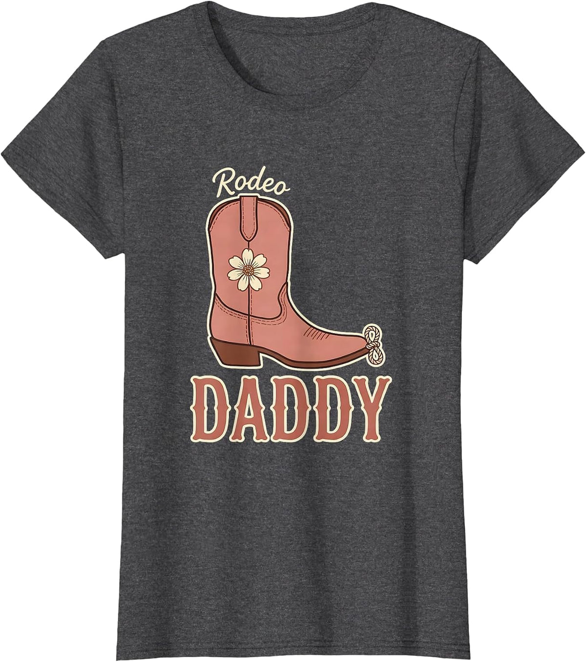 Women's Rodeo Daddy Boho Typography Cowgirl Family Birthday Party T-Shirt - Dark Heather Grey