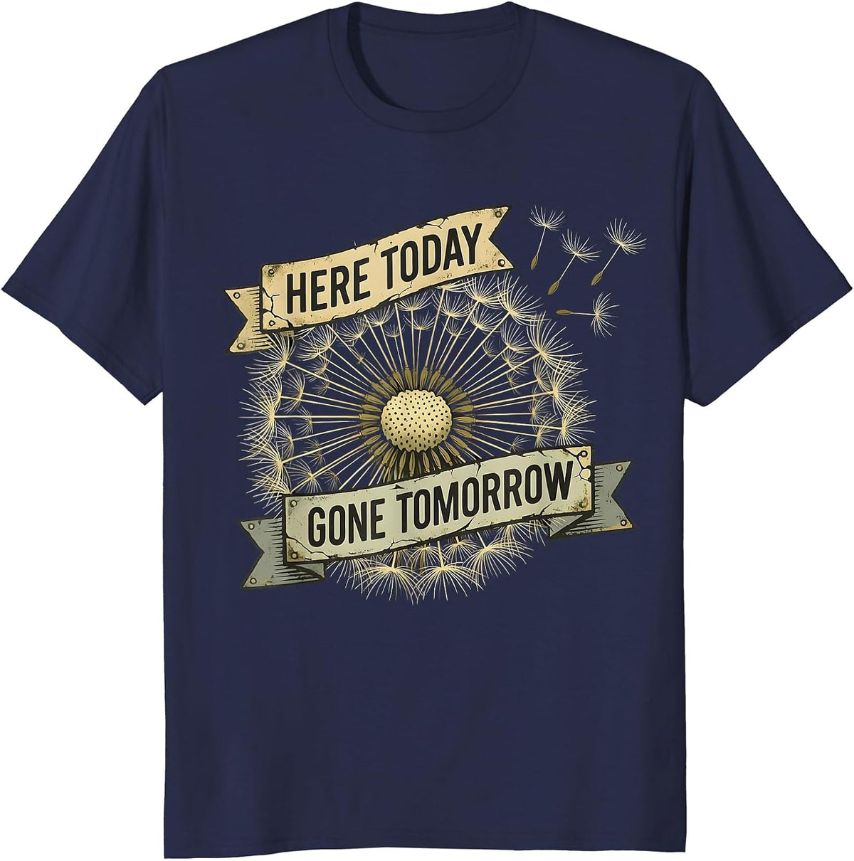 Here Today Gone Tomorrow Substitute Teacher Design T-Shirt - Navy Blue