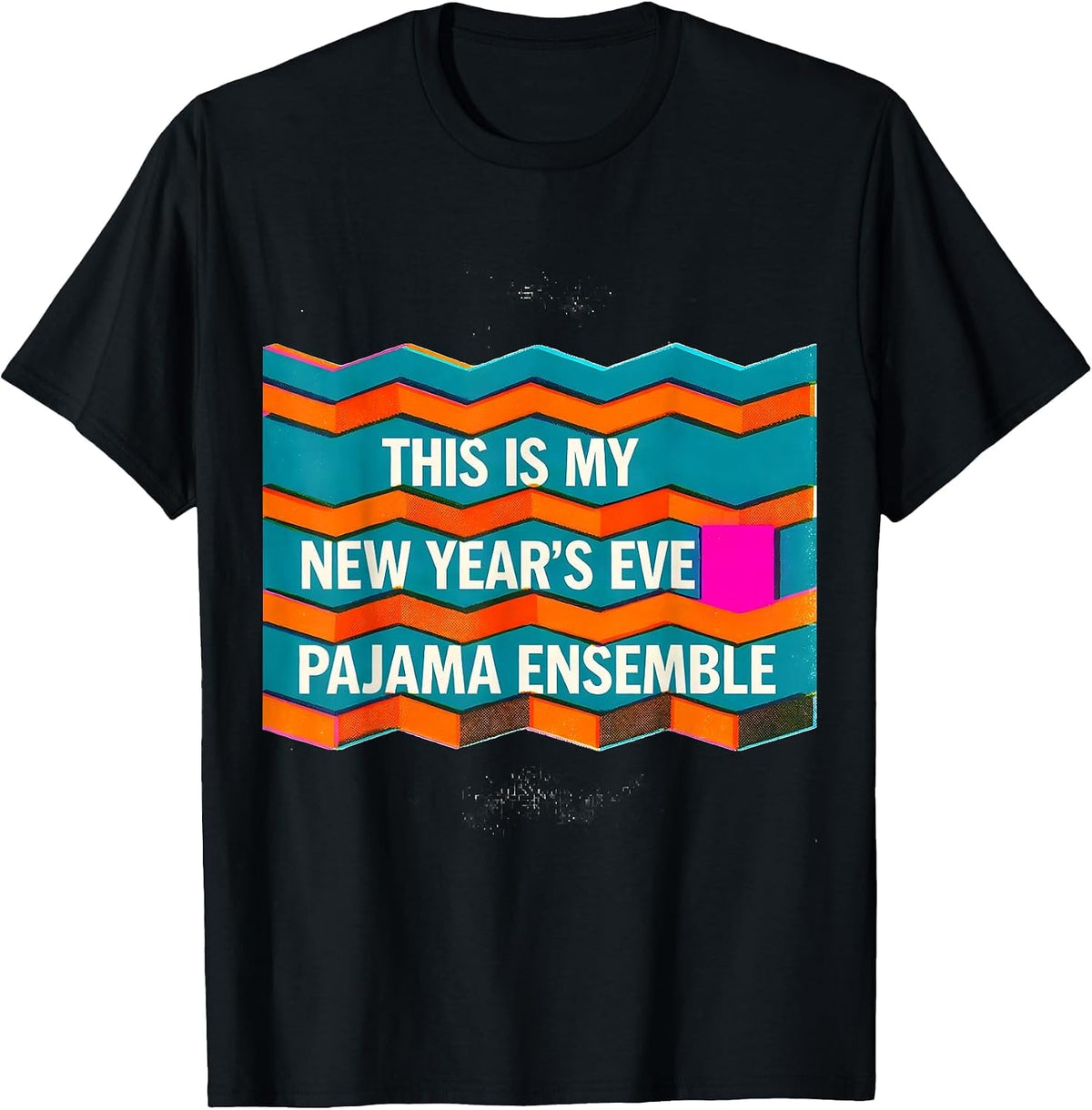 Men's This Is My New Year's Eve Pajama Ensemble Risograph T-Shirt - Black