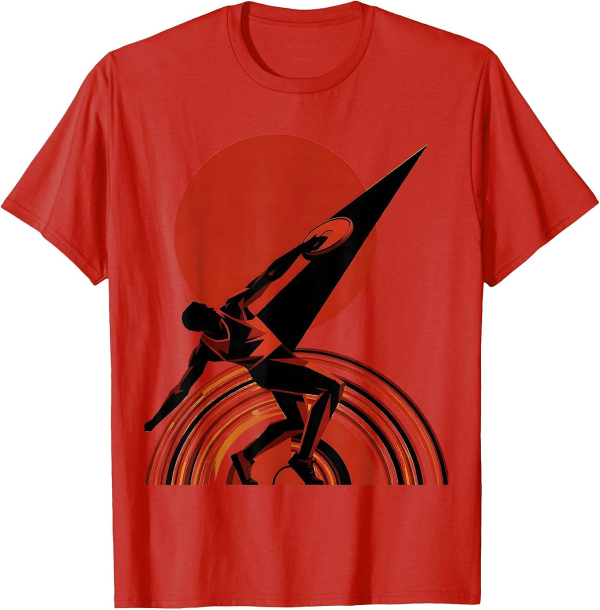 Men's Angular Discus Thrower Constructivist Poster Athlete Humor T-Shirt - Red