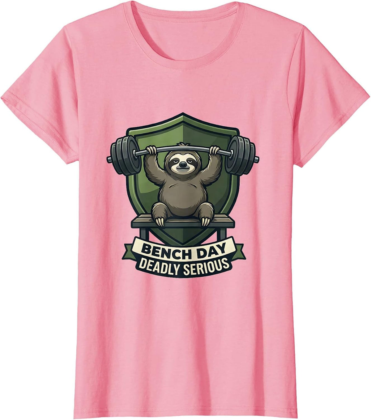 Women's Bench Day Deadly Serious Funny Gym Weightlifting Workout T-Shirt - Pink
