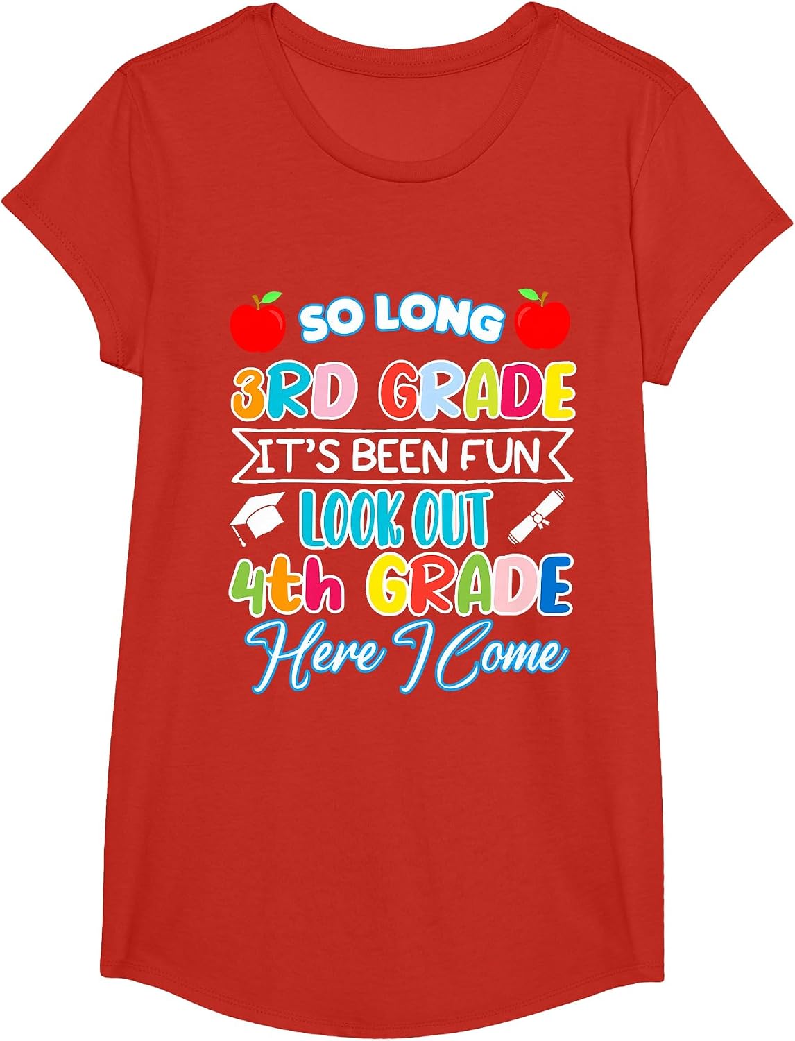 So Long 3rd Grade 4th Grade Here I Come Graduation 2024 T-Shirt - Girls Red